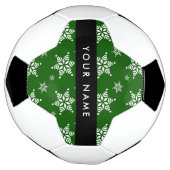 Witte sneeuwvlokken, Groen, Jouw naam, Personalise Voetbal (Gedraaid)