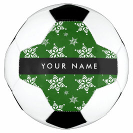 Witte sneeuwvlokken, Groen, Jouw naam, Personalise Voetbal