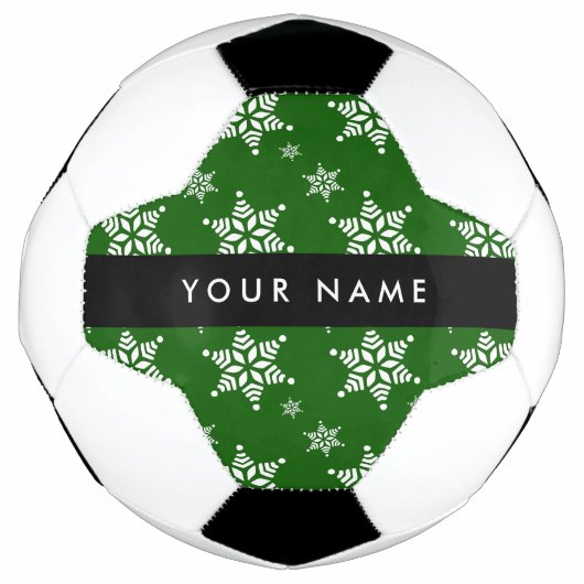 Witte sneeuwvlokken, Groen, Jouw naam, Personalise Voetbal (Voorkant)