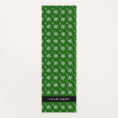 Witte sneeuwvlokken, Groen, Jouw naam, Personalise Yogamat (Voorkant)