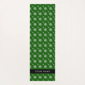 Witte sneeuwvlokken, Groen, Jouw naam, Personalise Yogamat (Achterkant)