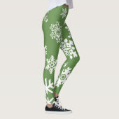 Witte sneeuwvlokken - Groen Leggings (Rechts)