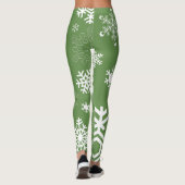 Witte sneeuwvlokken - Groen Leggings (Achterkant)