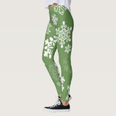 Witte sneeuwvlokken - Groen Leggings (Links)
