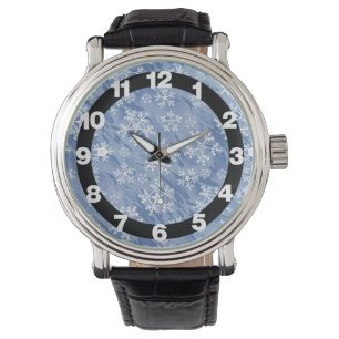 Witte sneeuwvlokken Grote klok Horloge