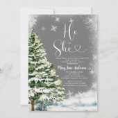 Witte sneeuwvlokken Hij of Zij Winter Geslacht Ont Kaart (Voorkant)