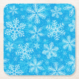 Witte sneeuwvlokken kartonnen onderzetters
