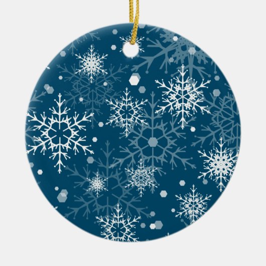Witte sneeuwvlokken keramisch ornament (Voorkant)