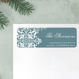 Witte sneeuwvlokken Kerst Terug Adres Etiket