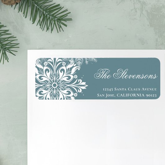 Witte sneeuwvlokken Kerst Terug Adres Etiket