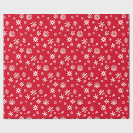  Witte Sneeuwvlokken Kerstrood Gift Cadeaupapier (Vlak)