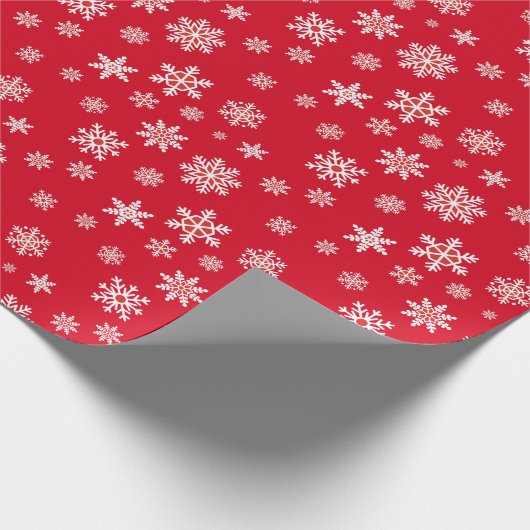  Witte Sneeuwvlokken Kerstrood Gift Cadeaupapier (Hoek)