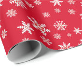  Witte Sneeuwvlokken Kerstrood Gift Cadeaupapier (Rol Hoek)