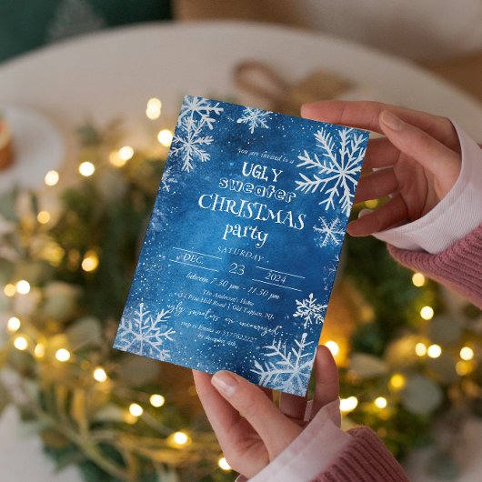 Witte Sneeuwvlokken Lelijke Trui Kerstfeest Kaart