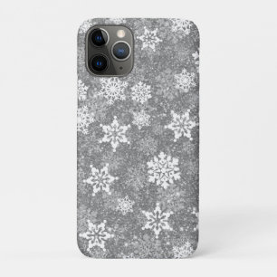 Witte Sneeuwvlokken Luxe Grijs Elegante Kerstmis Case-Mate iPhone Case
