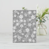 Witte Sneeuwvlokken Luxe Grijs Elegante Kerstmis Menu (Staand voorkant)