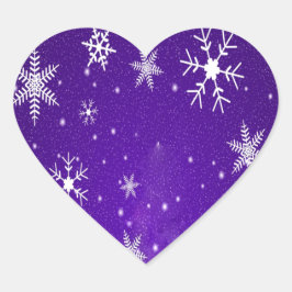 Witte sneeuwvlokken met blauw-Paarse achtergrond Hart Sticker