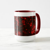 Witte Sneeuwvlokken met Deep Red Achtergrond Mok (Voorkant rechts)