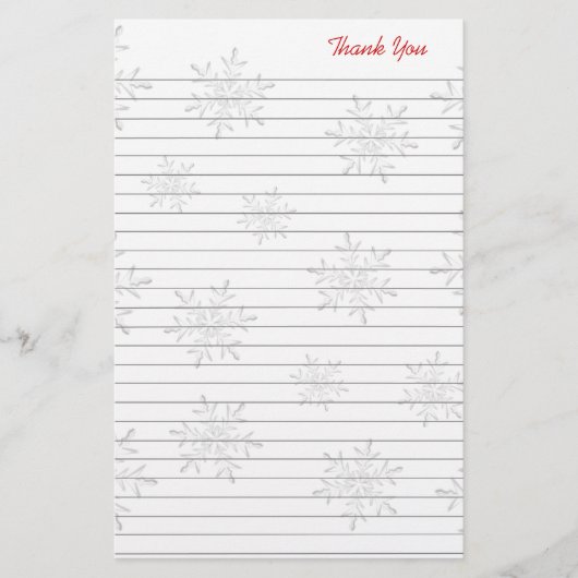 Witte sneeuwvlokken met kerstmis bedankt papier (Voorkant)