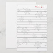 Witte sneeuwvlokken met kerstmis bedankt papier (Voorkant / Achterkant)