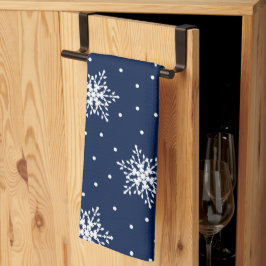 Witte sneeuwvlokken met polka stippen theedoek