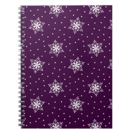 Witte sneeuwvlokken met polkadotspatroon notitieboek