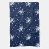 Witte sneeuwvlokken met pooldots theedoek (Verticaal)