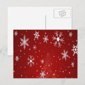 Witte sneeuwvlokken met rode achtergrond briefkaart (Voorkant / Achterkant)