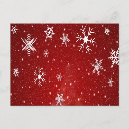 Witte sneeuwvlokken met rode achtergrond briefkaart (Voorkant)