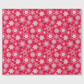 Witte sneeuwvlokken met rode achtergrond cadeaupapier (Vlak)