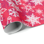 Witte sneeuwvlokken met rode achtergrond cadeaupapier (Rol Hoek)