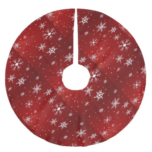 Witte sneeuwvlokken met rode achtergrond kerstboom rok (Voorkant)