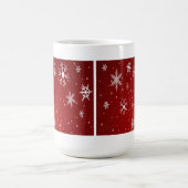 Witte sneeuwvlokken met rode achtergrond koffiemok (Center)