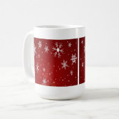 Witte sneeuwvlokken met rode achtergrond koffiemok (Voorkant links)