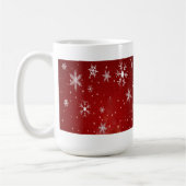 Witte sneeuwvlokken met rode achtergrond koffiemok (Links)