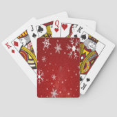 Witte sneeuwvlokken met rode achtergrond pokerkaarten (Achterkant)