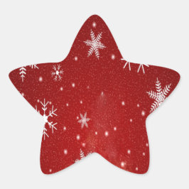 Witte sneeuwvlokken met rode achtergrond ster sticker