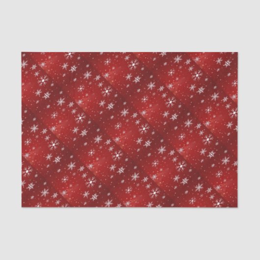 Witte sneeuwvlokken met rood achtergrondweefselpap tissuepapier (Voorkant)