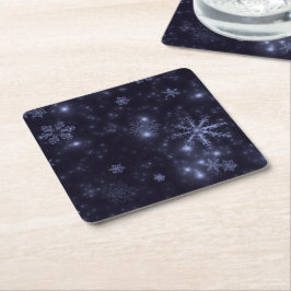 Witte sneeuwvlokken Midnight Blue Paper Onderzette Kartonnen Onderzetters