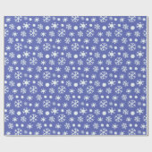 Witte Sneeuwvlokken Modern Helder Blauw Kerstmis Cadeaupapier (Vlak)