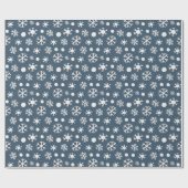 Witte Sneeuwvlokken Modern Staal Blauw Kerstmis Cadeaupapier (Vlak)