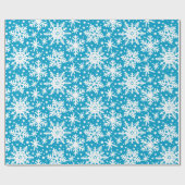 Witte sneeuwvlokken op Aqua Cadeaupapier (Vlak)
