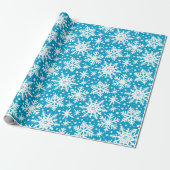 Witte sneeuwvlokken op Aqua Cadeaupapier (Uitgerold)