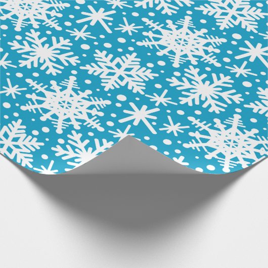 Witte sneeuwvlokken op Aqua Cadeaupapier (Hoek)