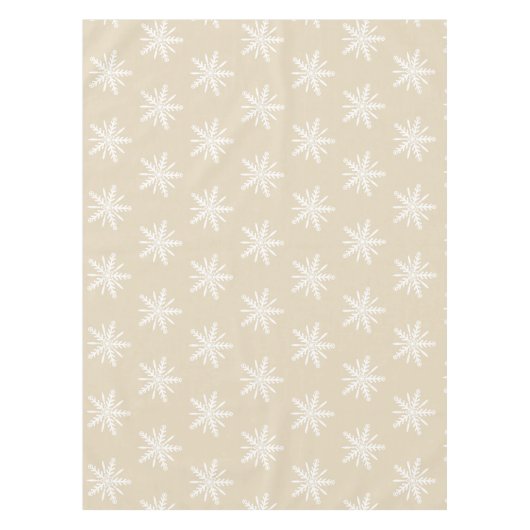 Witte sneeuwvlokken op beige Xmas tablecloth. Tafelkleed (Voorkant)