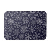 Witte sneeuwvlokken op blauw badmat (Voorkant)