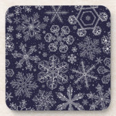 Witte sneeuwvlokken op blauw bier onderzetter (Voorkant)