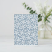 witte sneeuwvlokken op blauw briefkaart (Staand voorkant)