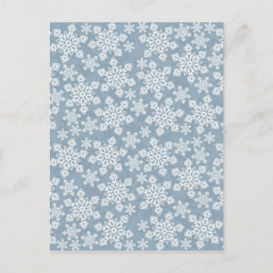 witte sneeuwvlokken op blauw briefkaart