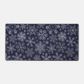 Witte sneeuwvlokken op blauw bureaumat (Voorkant)